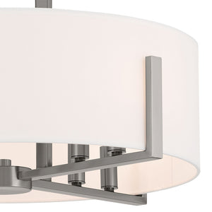 Ryker 20" Eight Lights Pendant, White Fabric Shade / Classic Pewter