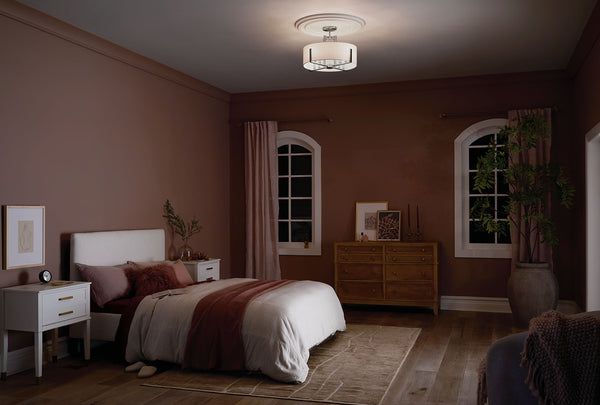 Ryker 20" Eight Lights Pendant, White Fabric Shade / Classic Pewter