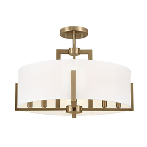 Ryker 20" Eight Lights Pendant, White Fabric Shade / Champagne Bronze