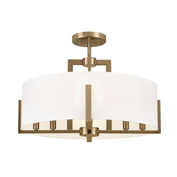Ryker 20" Eight Lights Pendant, White Fabric Shade / Champagne Bronze