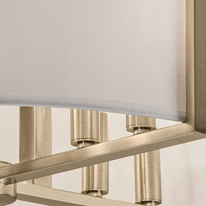 Ryker 20" Eight Lights Pendant, White Fabric Shade / Champagne Bronze