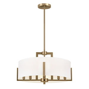 Ryker 20" Eight Lights Pendant, White Fabric Shade / Champagne Bronze