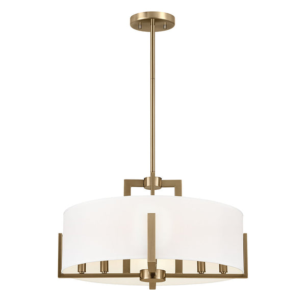 Ryker 20" Eight Lights Pendant, White Fabric Shade / Champagne Bronze