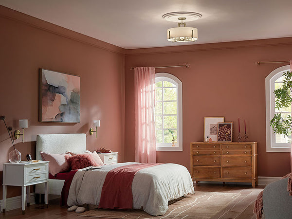 Ryker 20" Eight Lights Pendant, White Fabric Shade / Champagne Bronze