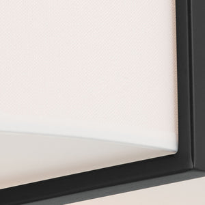 Ryker 16" Two Lights Flush Mount, White Fabric Shade / Black