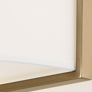 Ryker 16" Two Lights Flush Mount, White Fabric Shade / Champagne Bronze
