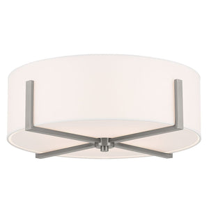 Ryker 20" Four Lights Flush Mount, White Fabric Shade / Classic Pewter