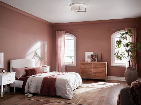 Ryker 20" Four Lights Flush Mount, White Fabric Shade / Classic Pewter