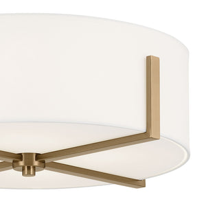 Ryker 20" Four Lights Flush Mount, White Fabric Shade / Champagne Bronze