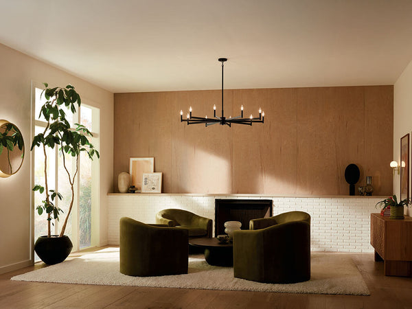 Dhane 48" Ten Lights Chandelier, Black