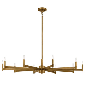 Dhane 48" Ten Lights Chandelier, Natural Brass