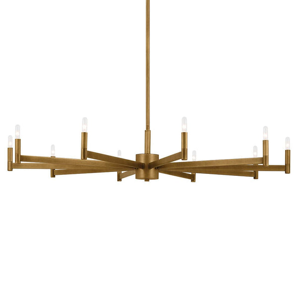 Dhane 48" 10 Light Chandelier, Natural Brass
