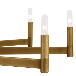 Dhane 48" Ten Lights Chandelier, Natural Brass