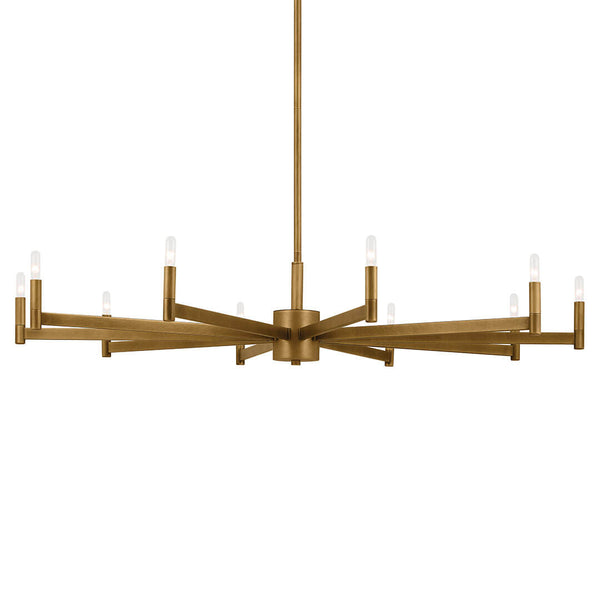 Dhane 48" Ten Lights Chandelier, Natural Brass