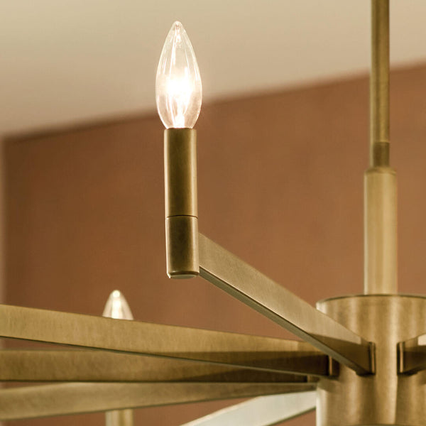 Dhane 48" Ten Lights Chandelier, Natural Brass