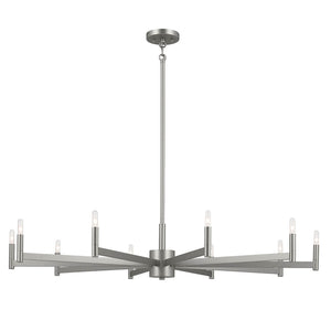 Dhane 48" Ten Lights Chandelier, Satin Nickel