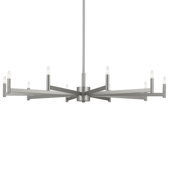 Dhane 48" 10 Light Chandelier, Satin Nickel