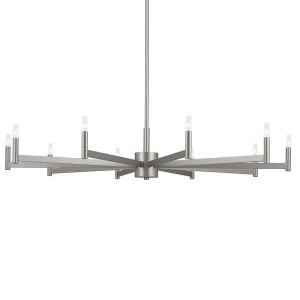 Dhane 48" Ten Lights Chandelier, Satin Nickel