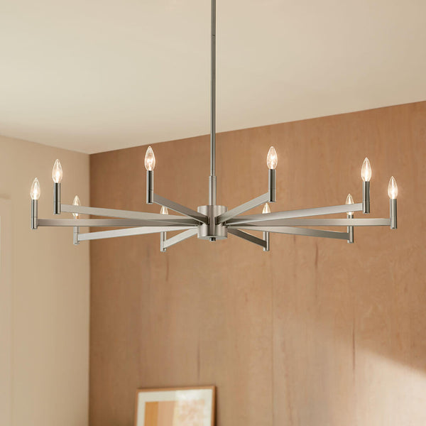 Dhane 48" Ten Lights Chandelier, Satin Nickel