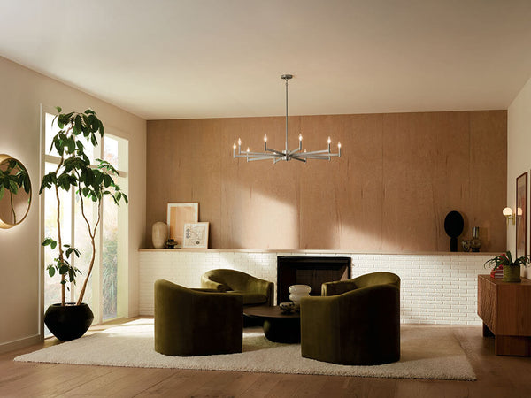 Dhane 48" Ten Lights Chandelier, Satin Nickel