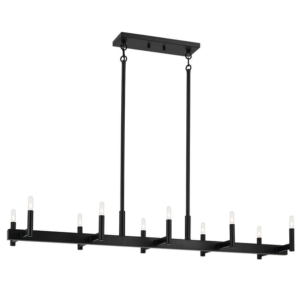 Dhane 50" 10 Light Linear Chandelier, Black