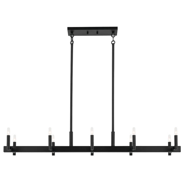 Dhane 13" Ten Lights Linear Chandelier, Black