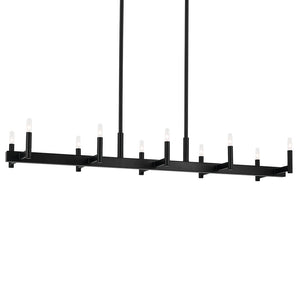 Dhane 13" Ten Lights Linear Chandelier, Black