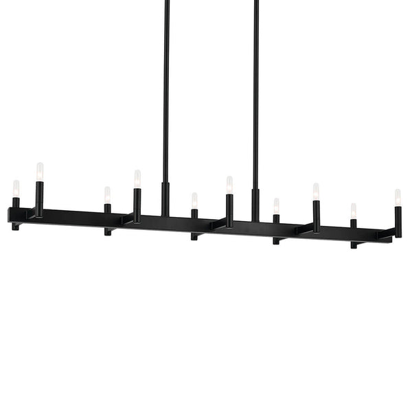 Dhane 13" Ten Lights Linear Chandelier, Black