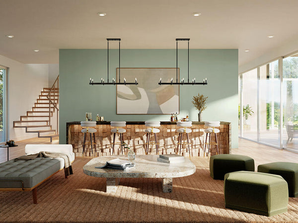 Dhane 13" Ten Lights Linear Chandelier, Black