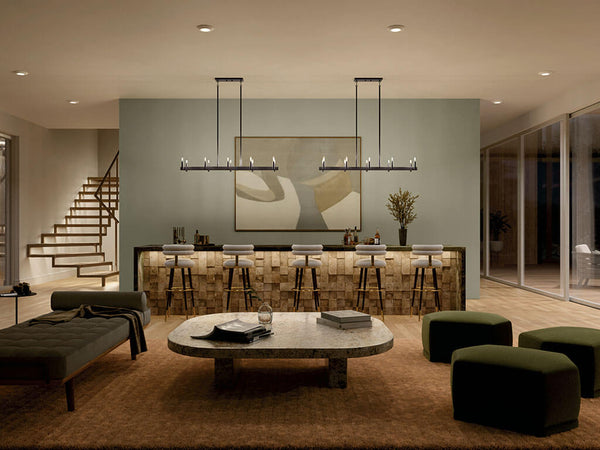 Dhane 13" Ten Lights Linear Chandelier, Black