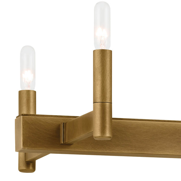 Dhane 13" Ten Lights Linear Chandelier, Natural Brass
