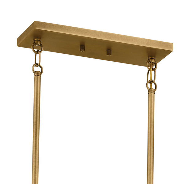 Dhane 13" Ten Lights Linear Chandelier, Natural Brass