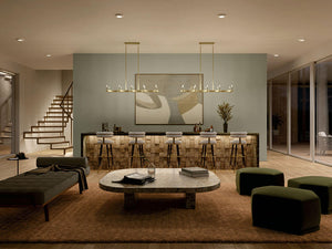 Dhane 13" Ten Lights Linear Chandelier, Natural Brass