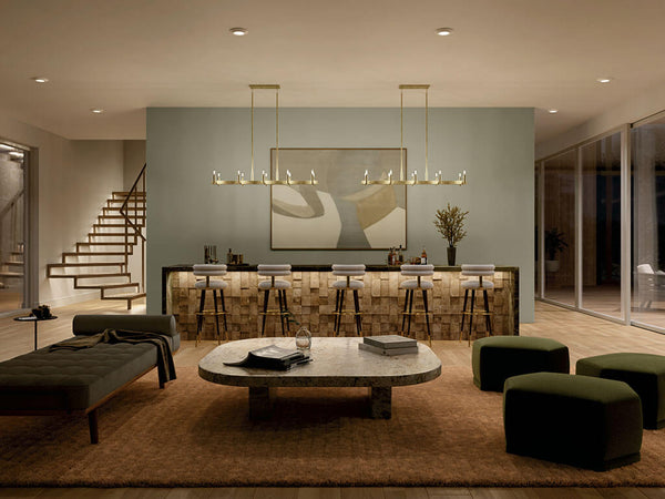 Dhane 13" Ten Lights Linear Chandelier, Natural Brass