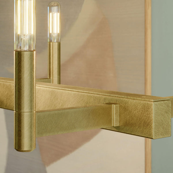 Dhane 13" Ten Lights Linear Chandelier, Natural Brass