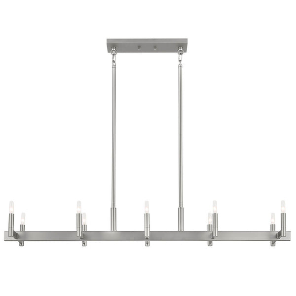 Dhane 13" Ten Lights Linear Chandelier, Satin Nickel