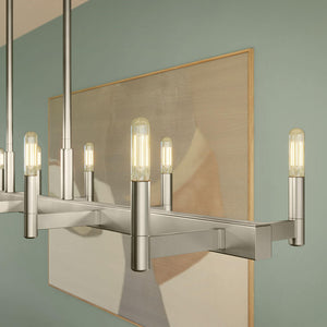 Dhane 13" Ten Lights Linear Chandelier, Satin Nickel