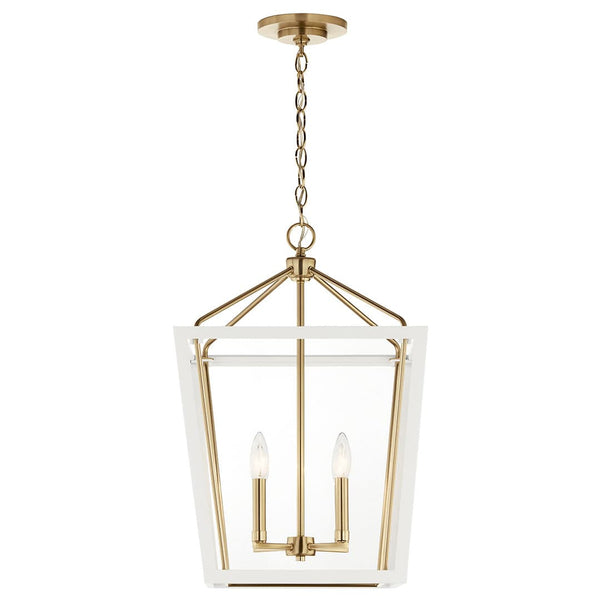 Townsend 16" Four Lights Pendant, Clear Glass / Champagne Bronze and White