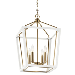 Townsend 16" Four Lights Pendant, Clear Glass / Champagne Bronze and White