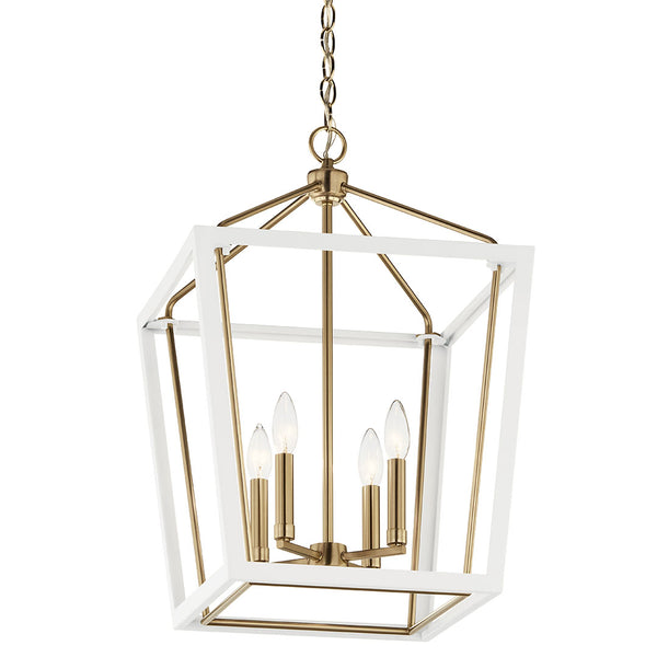 Townsend 16" Four Lights Pendant, Clear Glass / Champagne Bronze and White