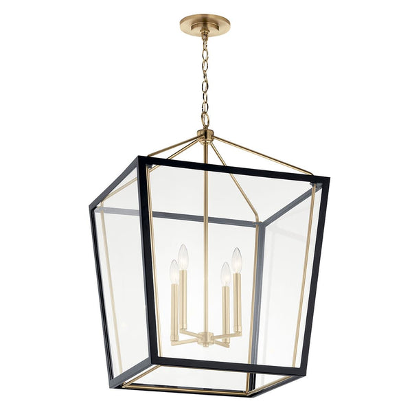 Townsend 22" Four Lights Pendant, Clear Glass / Champagne Bronze and Black