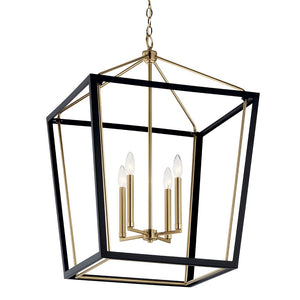 Townsend 22" Four Lights Pendant, Clear Glass / Champagne Bronze and Black