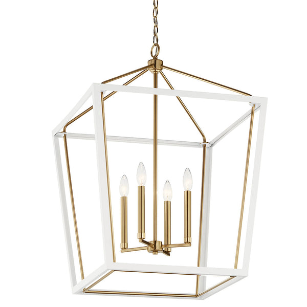 Townsend 22" Four Lights Pendant, Clear Glass / Champagne Bronze and White