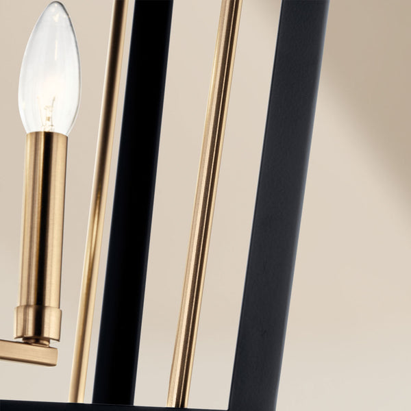 Townsend 16" Six Lights Linear Chandelier, Clear Glass / Champagne Bronze and Black