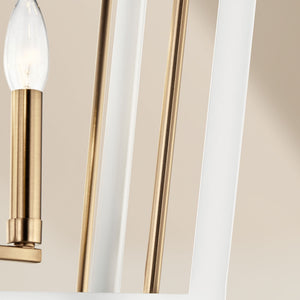 Townsend 16" Six Lights Linear Chandelier, Clear Glass / Champagne Bronze and White