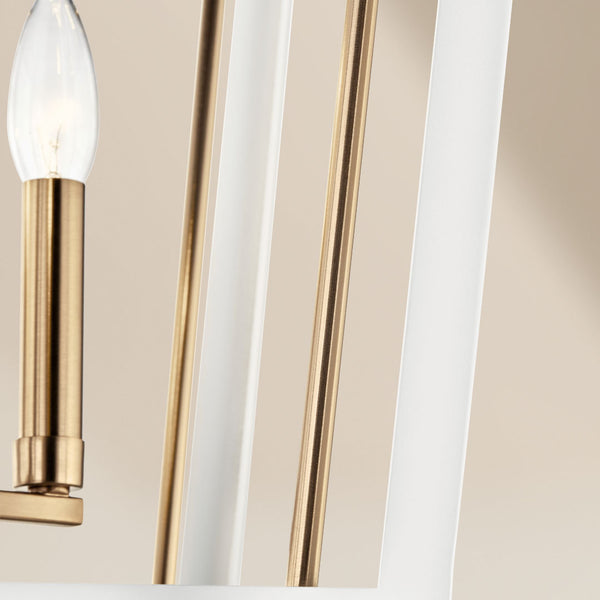 Townsend 16" Six Lights Linear Chandelier, Clear Glass / Champagne Bronze and White