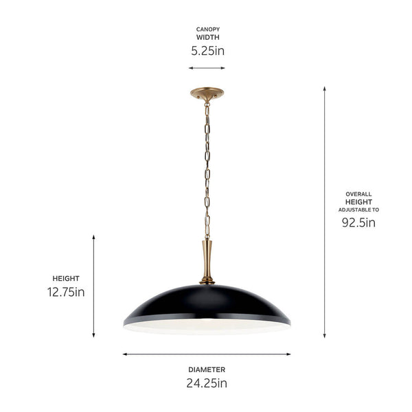 Meyer 24" One Light Pendant, Black and Champagne Bronze