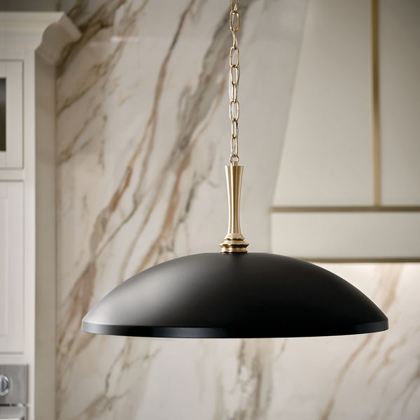 Meyer 24" One Light Pendant, Black and Champagne Bronze
