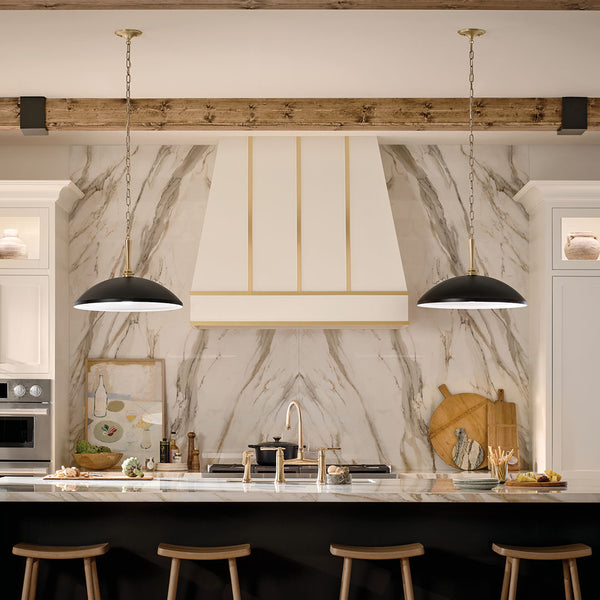 Meyer 24" One Light Pendant, Black and Champagne Bronze