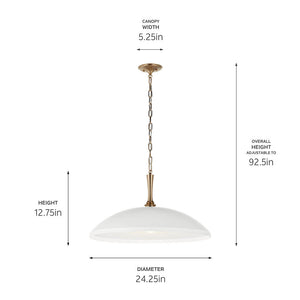 Meyer 24" One Light Pendant, White and Champagne Bronze